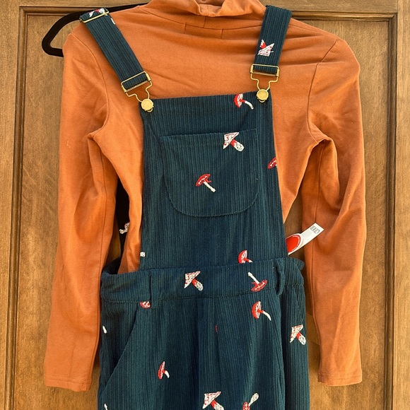 Cider Pants & Jumpsuits Mushroom Embroidered Corduroy Overalls